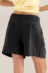 HYFVE High Waist Pleated Linen Shorts OutfitFlow